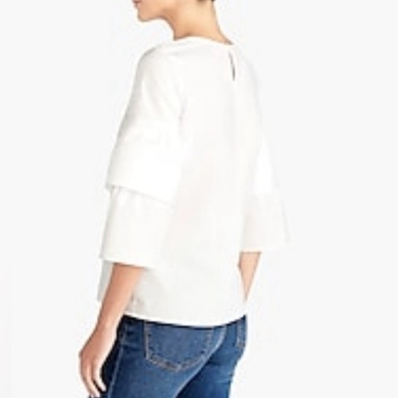 J. Crew|White Tiered bell sleeve top, Cotton with keyhole detail, size 12••• - Picture 2 of 13